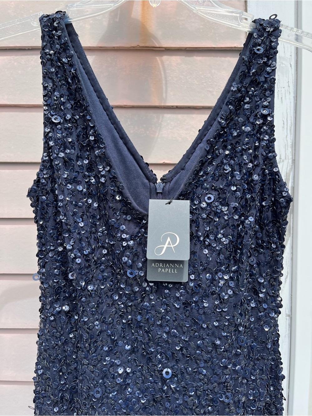 Adrianna Papell Navy Sequin Maxi Dress